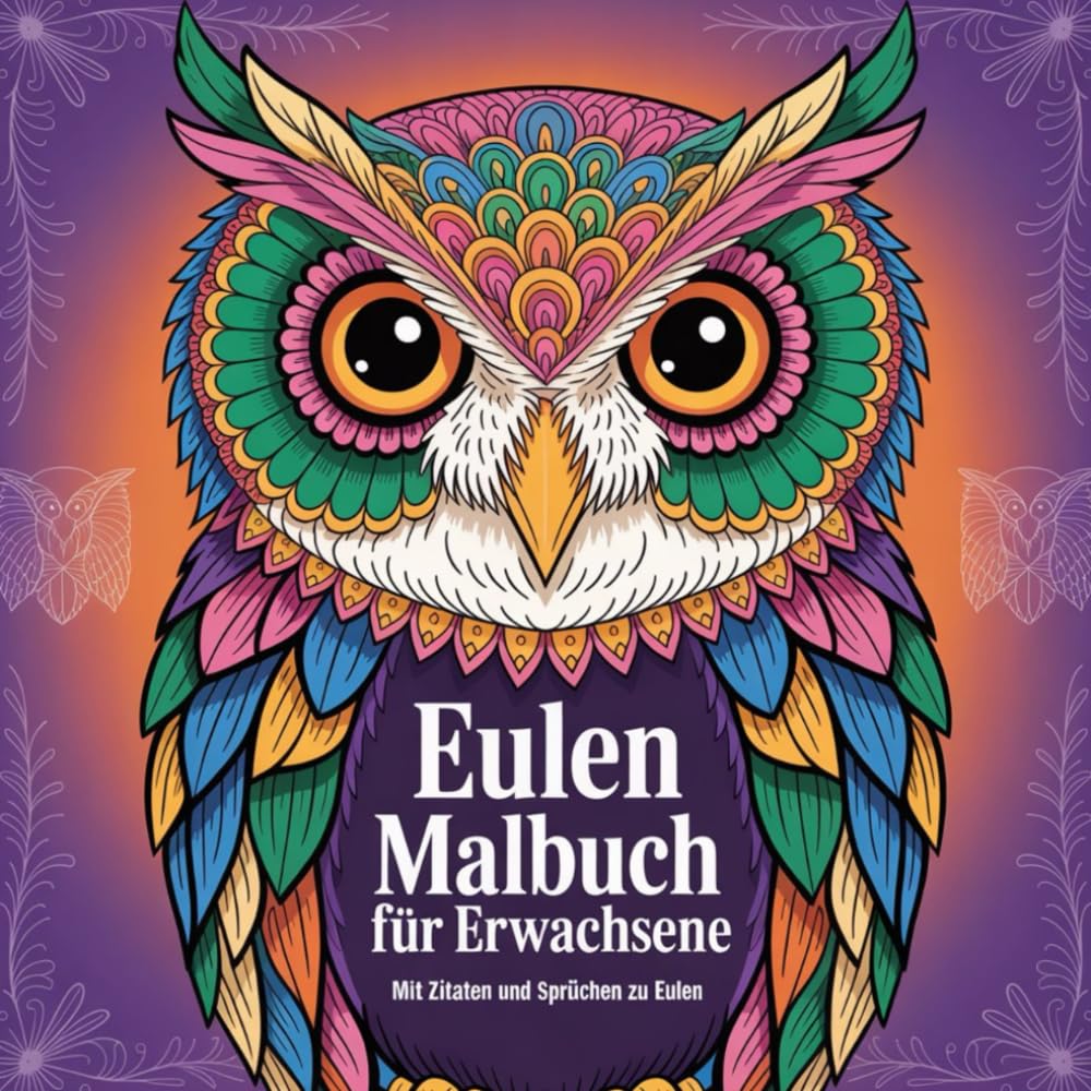 Eulen Malbuch für Erwachsene mit 52 faszinierenden Bildern mit Zitaten und Sprüchen