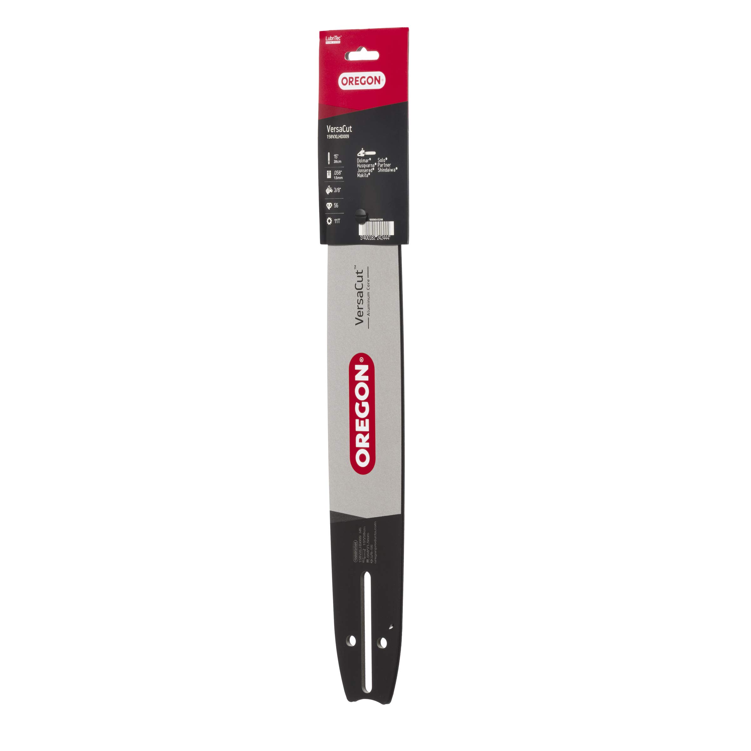 Oregon 158Vxlhd009 Versacut Professional Chainsaw Guide Bar, .058"/1.5Mm Gauge, .3/8" Pitch, 15"/38Cm Bar Length With D009 Motor Mount; 11 Tooth Nose, Black And Grey โ image 1