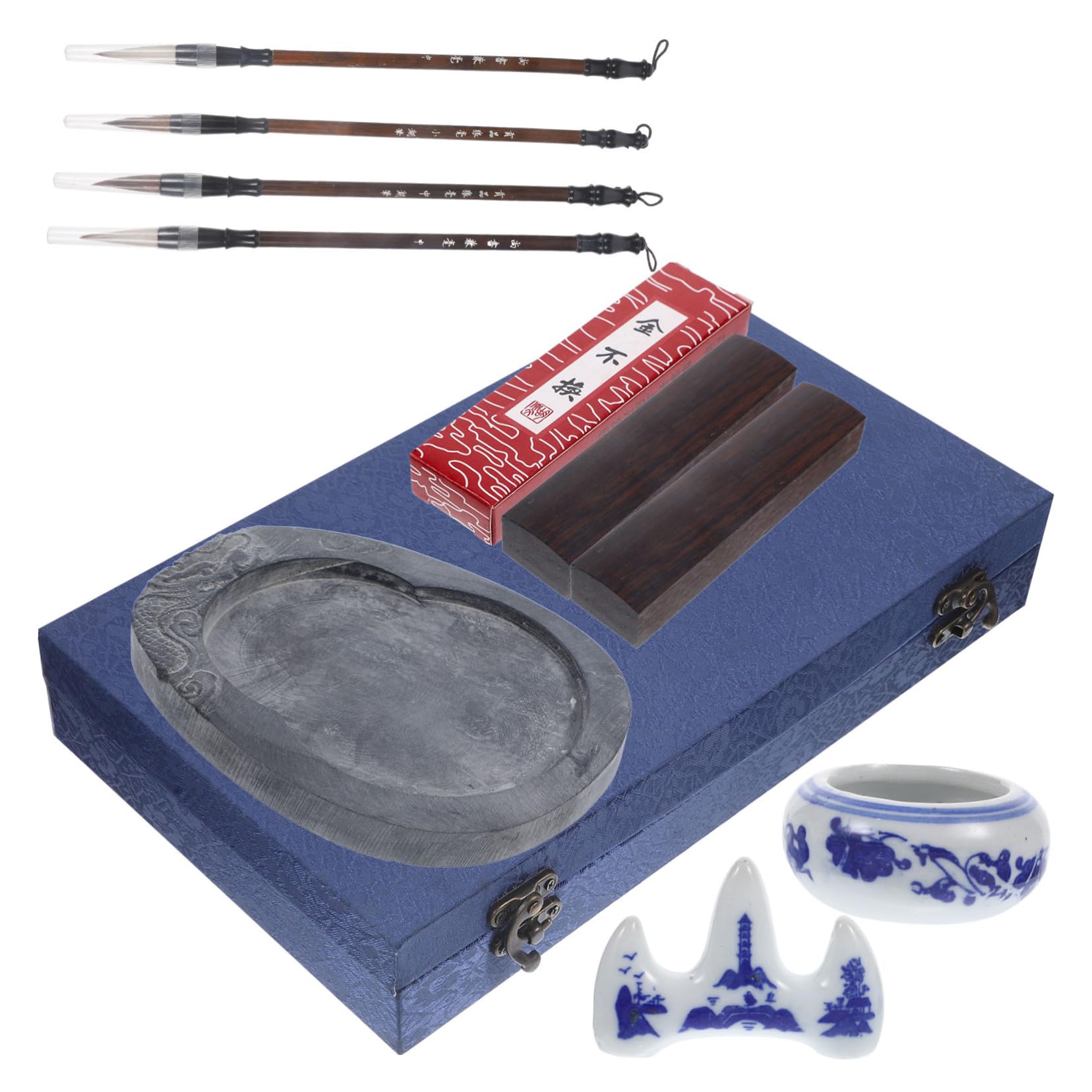 Housoutil Calligraphy for Beginners : Complete Chinese Ink Brush Set Writing Brush Ink Stick Stone Student Stationery
