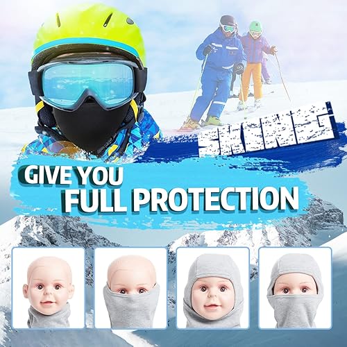 Miniatura 3 de Pasamontañas para niños, gorro de invierno, calentador facial para clima frío, máscara de esquí para niños y niñas