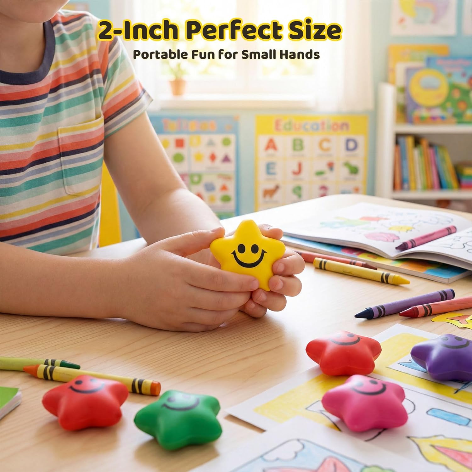 LovesTown 20PCS Stress Balls Star Shape, 2 inch Squeeze Toys Colorful Foam Star Stress Balls for Kids Classroom Prizes Anxiety Sensory Fidget Toys - Image 3