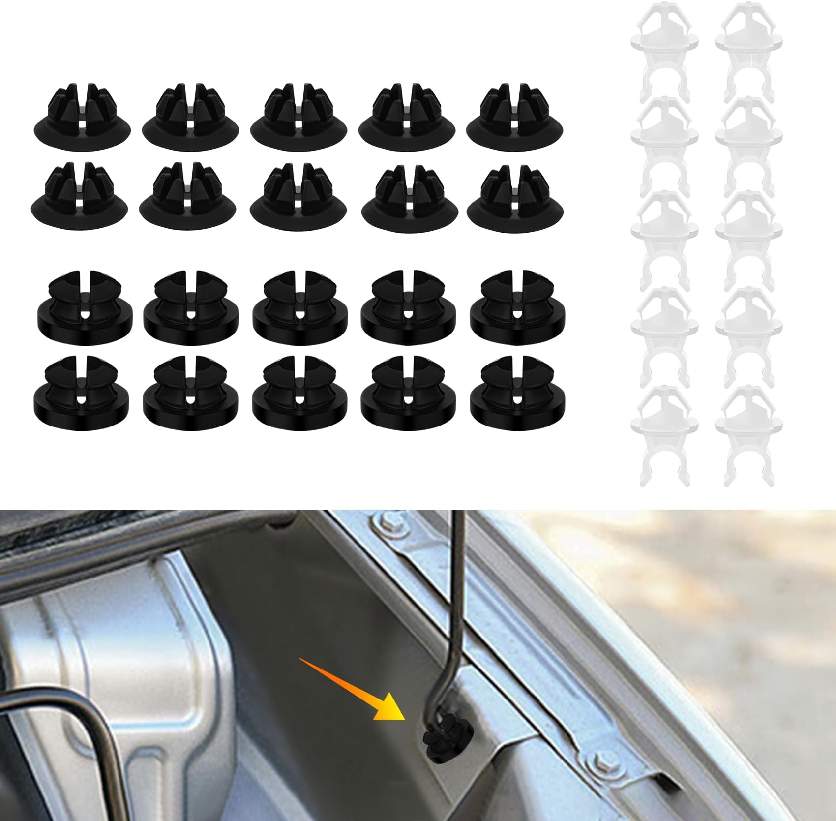 Lecctso 30PCS Hood Prop Rod Holder, Hood Clips Replacement