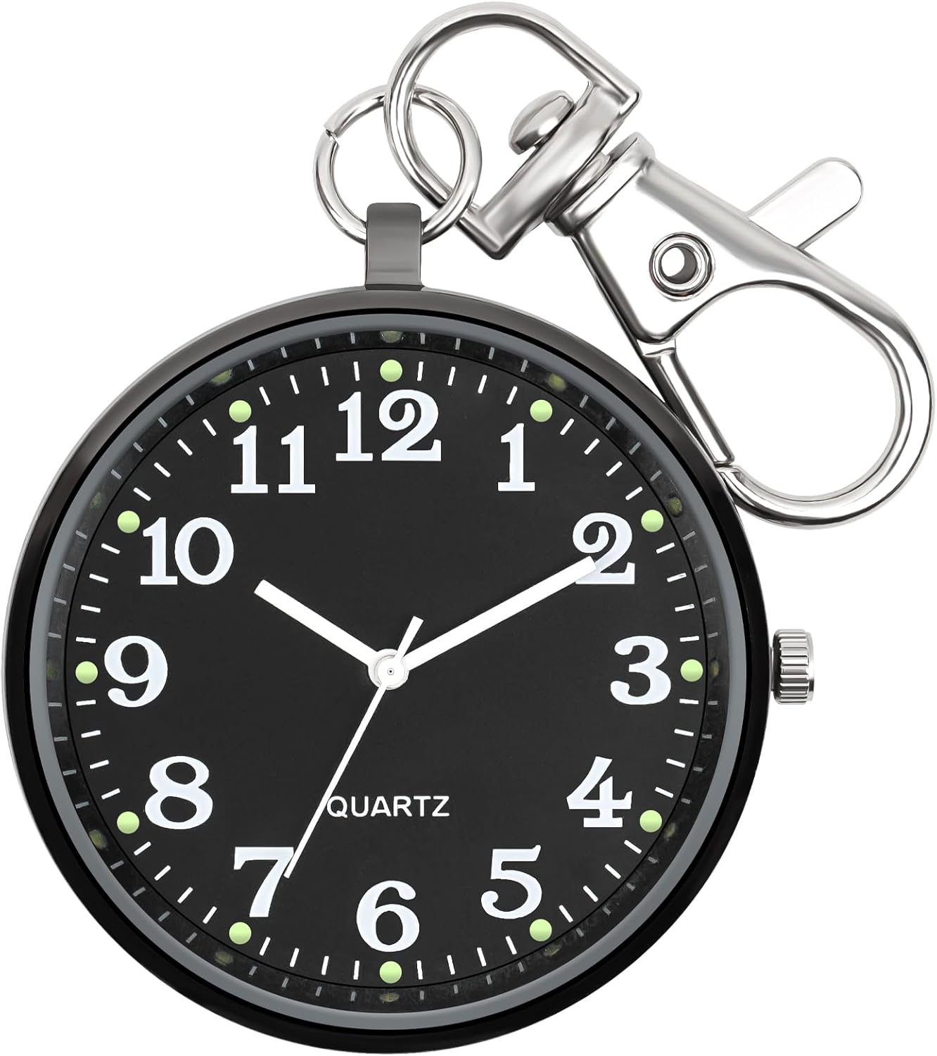 Minimalist Ultra Thin Open Face Quartz Pocket Watch with Key Buckle Unisex Portable Unisex Pocket Watch