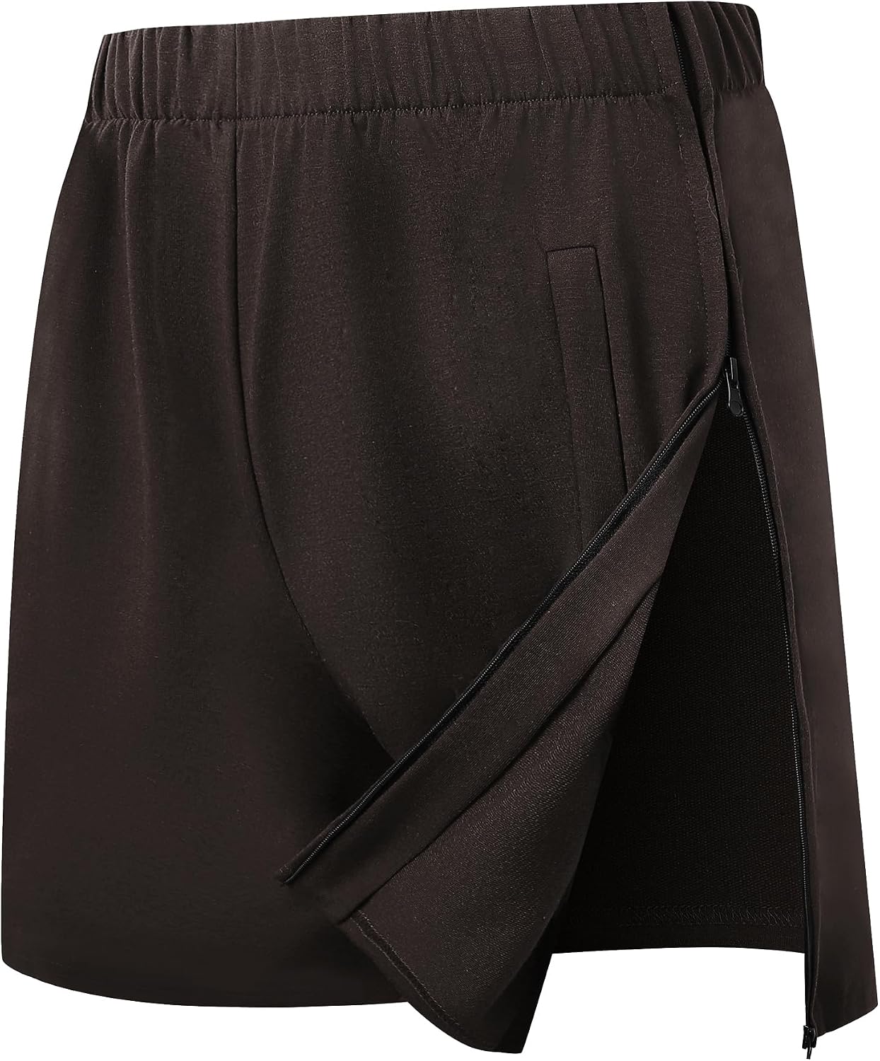 One-Hand Dual Zipper Mens Tear Away Shorts, Open Side Adaptive Shorts, Easy Dressing for Surgery, Rehab & Elderly Care