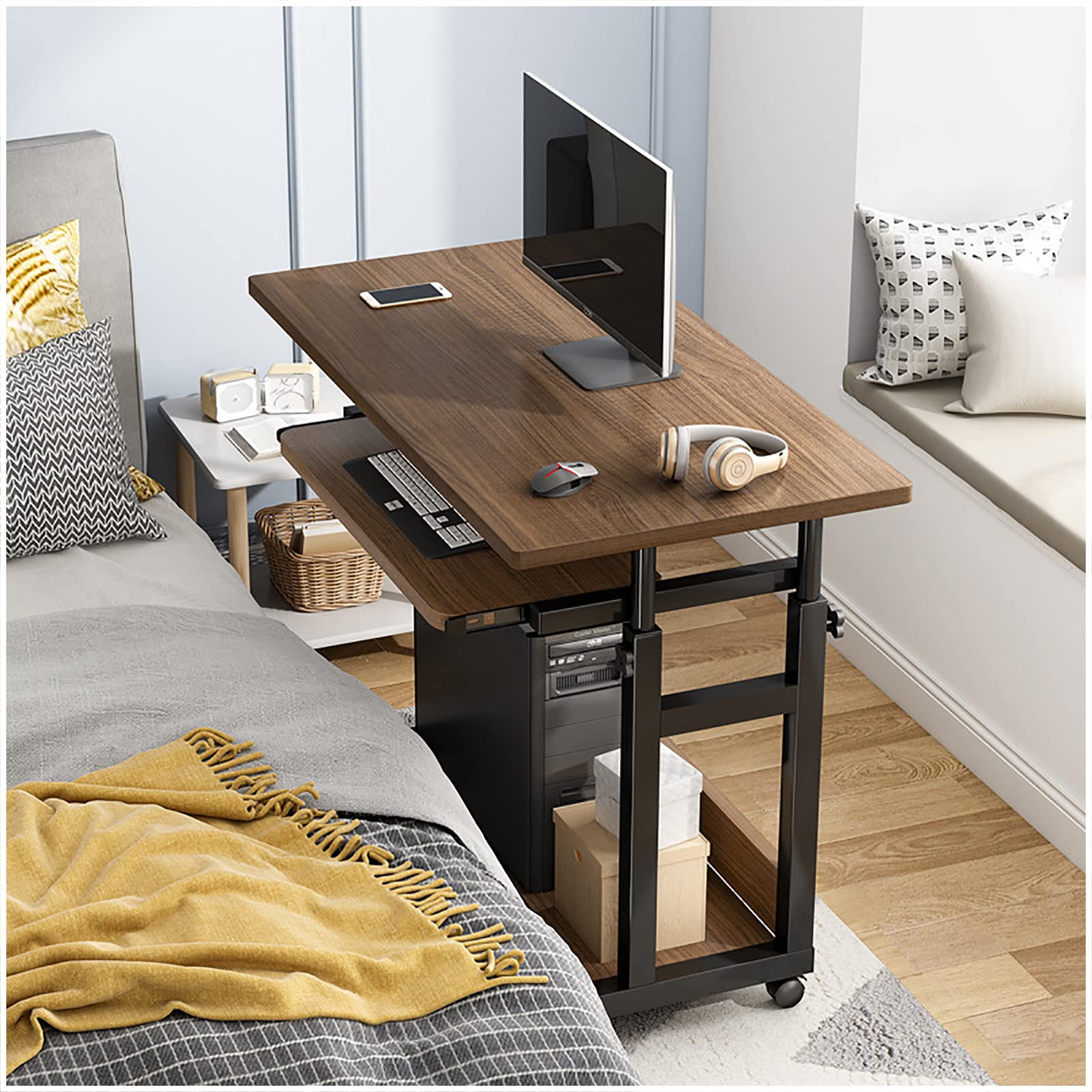 Bedside Computer Desks On Wheels Adjustable MDF Bedside Computer Desk