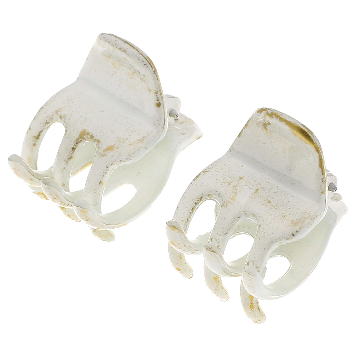 Camila Paris CP2925 French Hair Clip for Women, Small Set of 2 White Gold Girls Hair Claw Clips Jaw. Fashion Durable Styling Hair Accessories for Women, Strong Hold No Slip Grip, Made in France