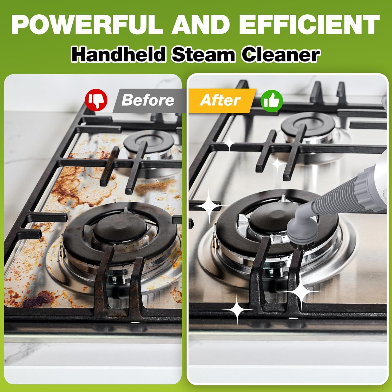 Pressurized Handheld Steam Cleaner, Portable Multi-Surface Cleaner for Home, Multipurpose Steam Cleaner for Tile, Grout, Windows, Bathroom, with 12pcs Accessories (White)