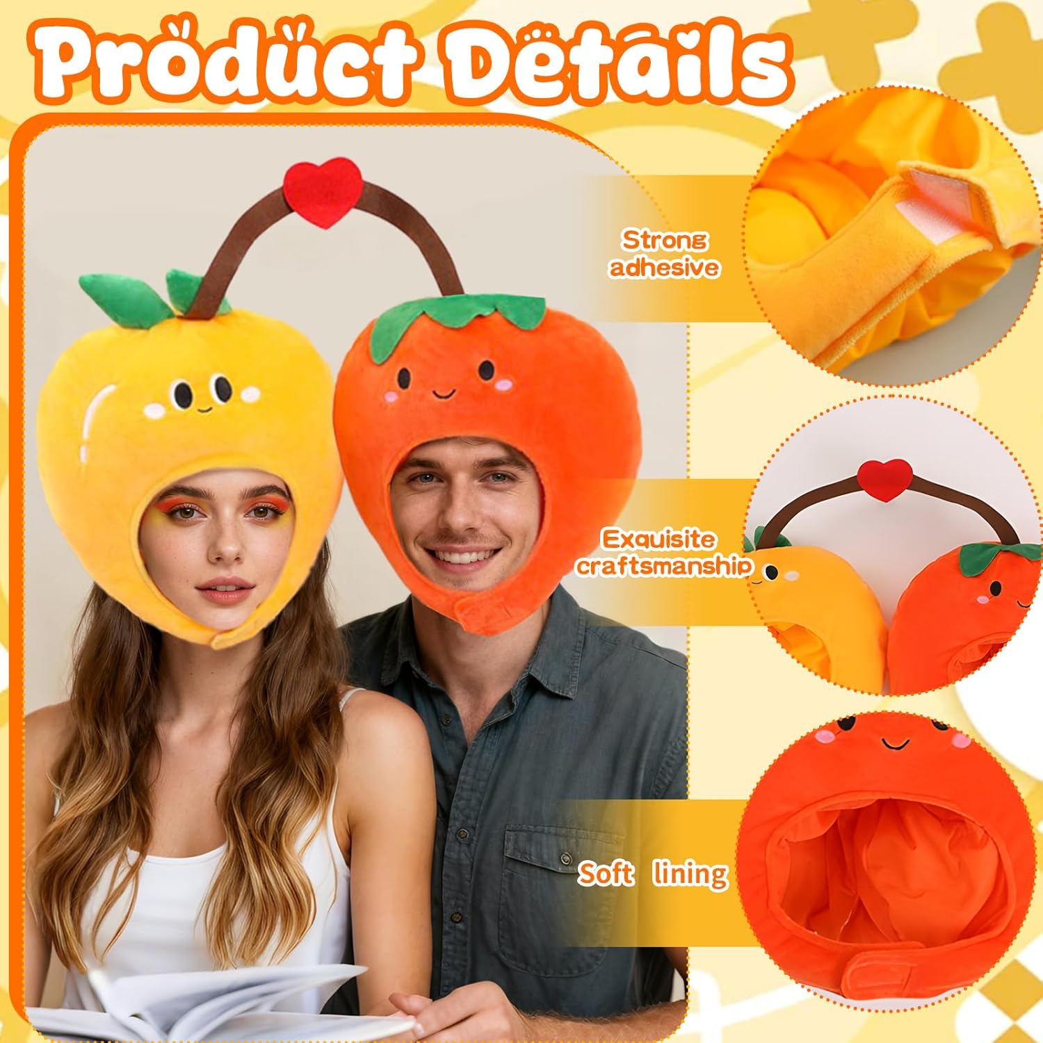 Cherry Hat Red Apple Costume Orange Headgear Fruit Hat Crazy Funny Hats for Party Dress Up - Image 7