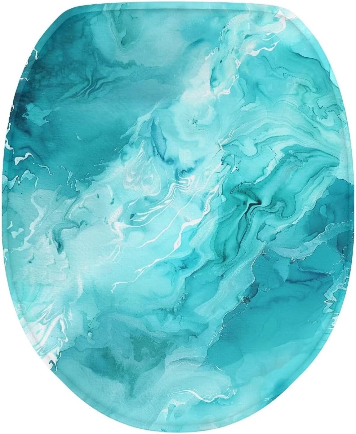 Toilet Seat Cover Aqua Marble Toilet Lid Covers for Bathroom Round Oblong Toilet Seat Lid Cover Elongated Size Washable Toilet Protector Cover Fits Most Toilet Lids