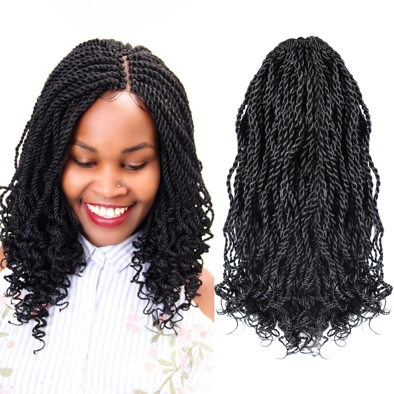 Violet Wavy Senegalese Twist Crochet Hair for Black Women 12 Inch Short Kids Crochet Hair with Curly Ends 8 Packs Curly Crochet Hair Pre Looped