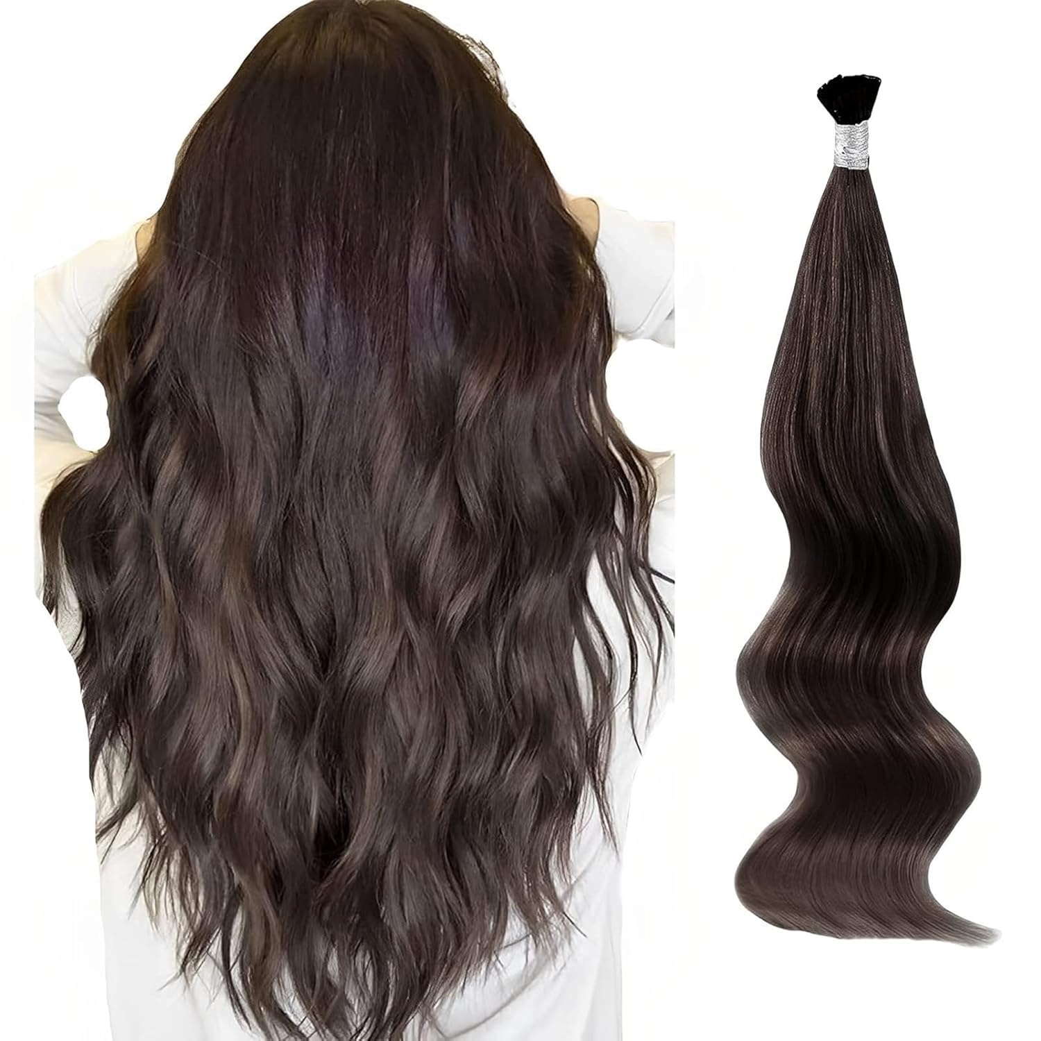 ABH AmazingBeauty Hair Tip Extensions I Tip Hair Extensions Dark Brown 50 Grams Tip Human Hair Extensions Pre Bonded Hair Extensions Cold Fusion Straight Hair 50strands 20 Inch