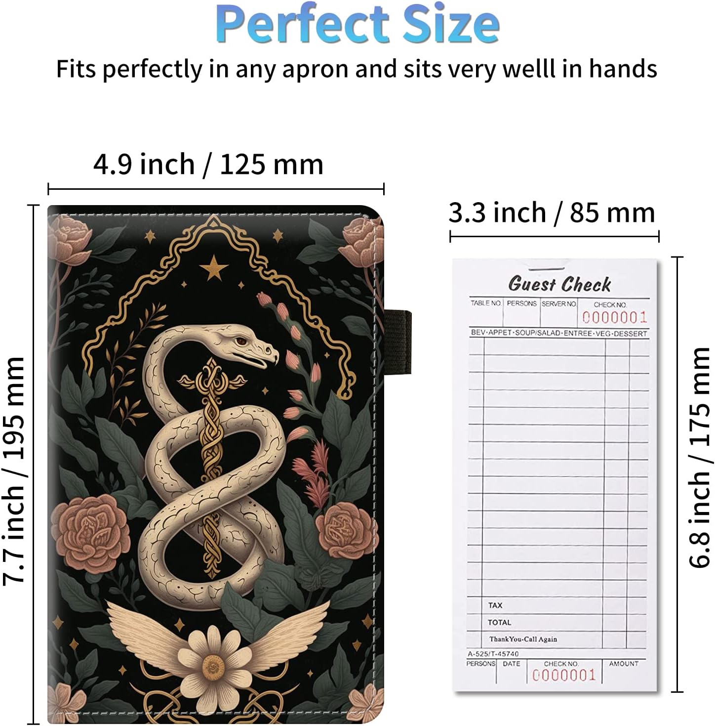 Server Book Organizer, Server Books for Waitress, PU Leather Waiter Book Organizer