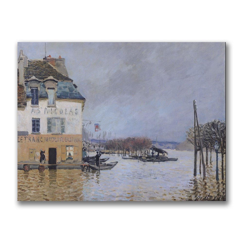 The Flood At Port Marly by Alfred Sisley, 18x24-Inch Canvas Wall Art
