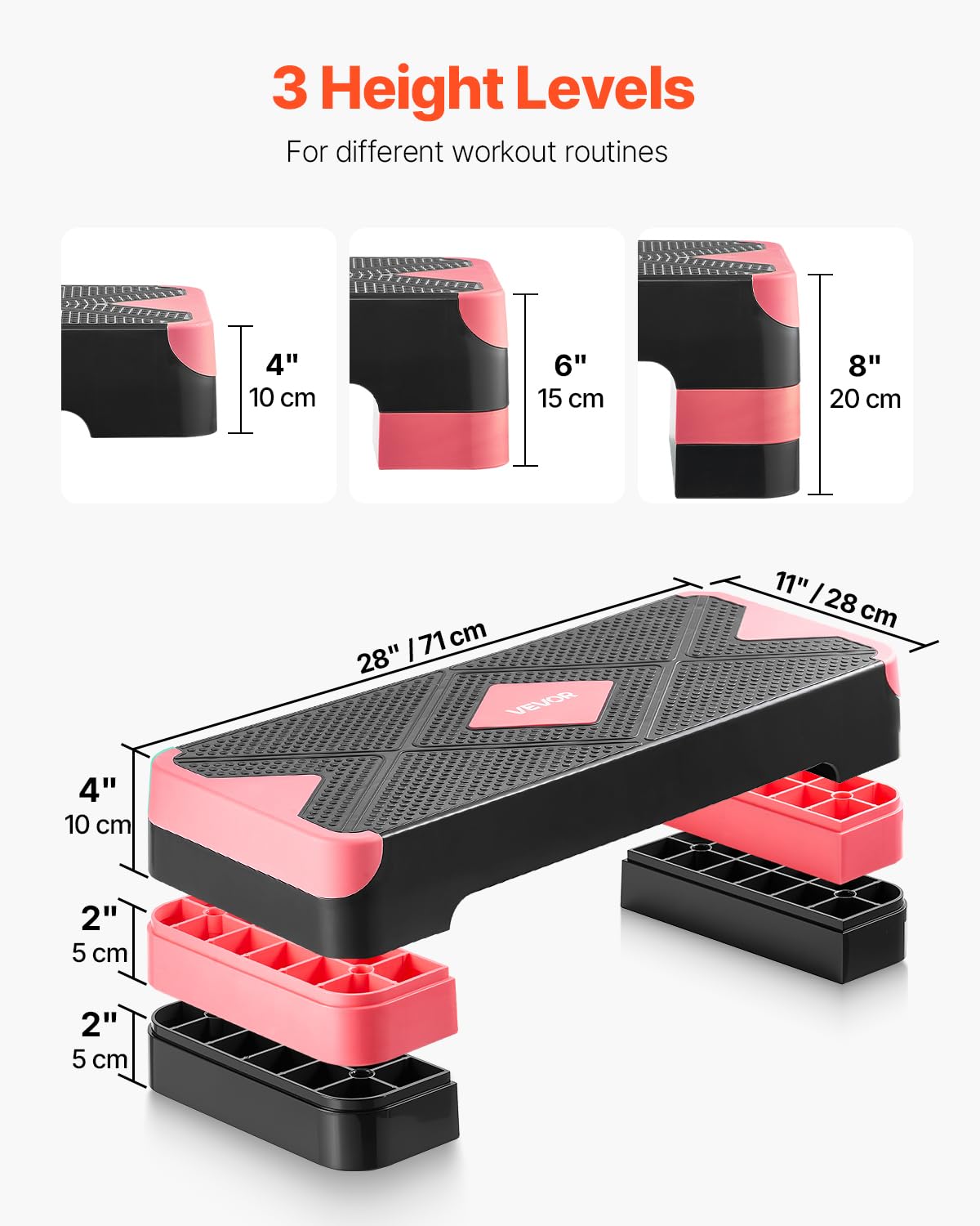 Aerobic Step Platform Adjustable Aerobic Stepper Platform - 4 Risers ...