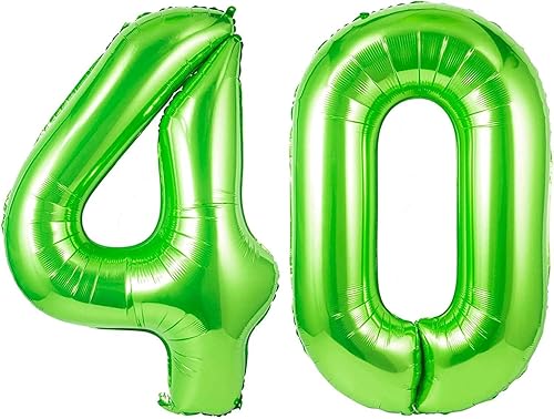 Globos gigantes de color verde claro del número 40, 40 pulgadas, globo verde del número 40 para decoraciones de feliz cumpleaños de 40 para mujer,