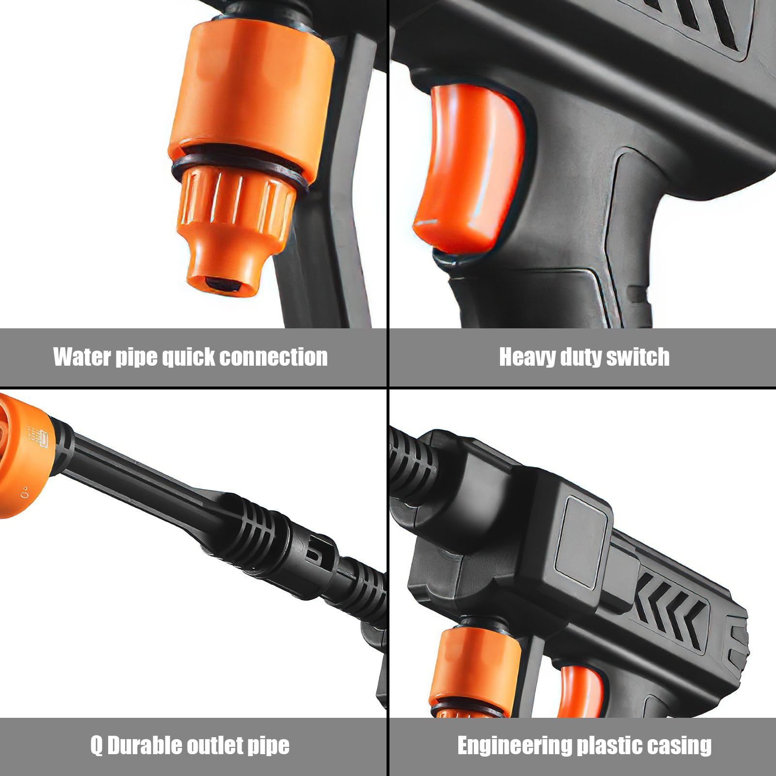 High Pressure Washer Nettoyeur Haute Pression sans Fil avec 1 Batteries, Nettoyeur Haute Pression sur Batterie Buse Rotative 6 en 1 et 180 °,Tuyau De 5 M, pour Nettoyer Les Voitures, Sols (A)