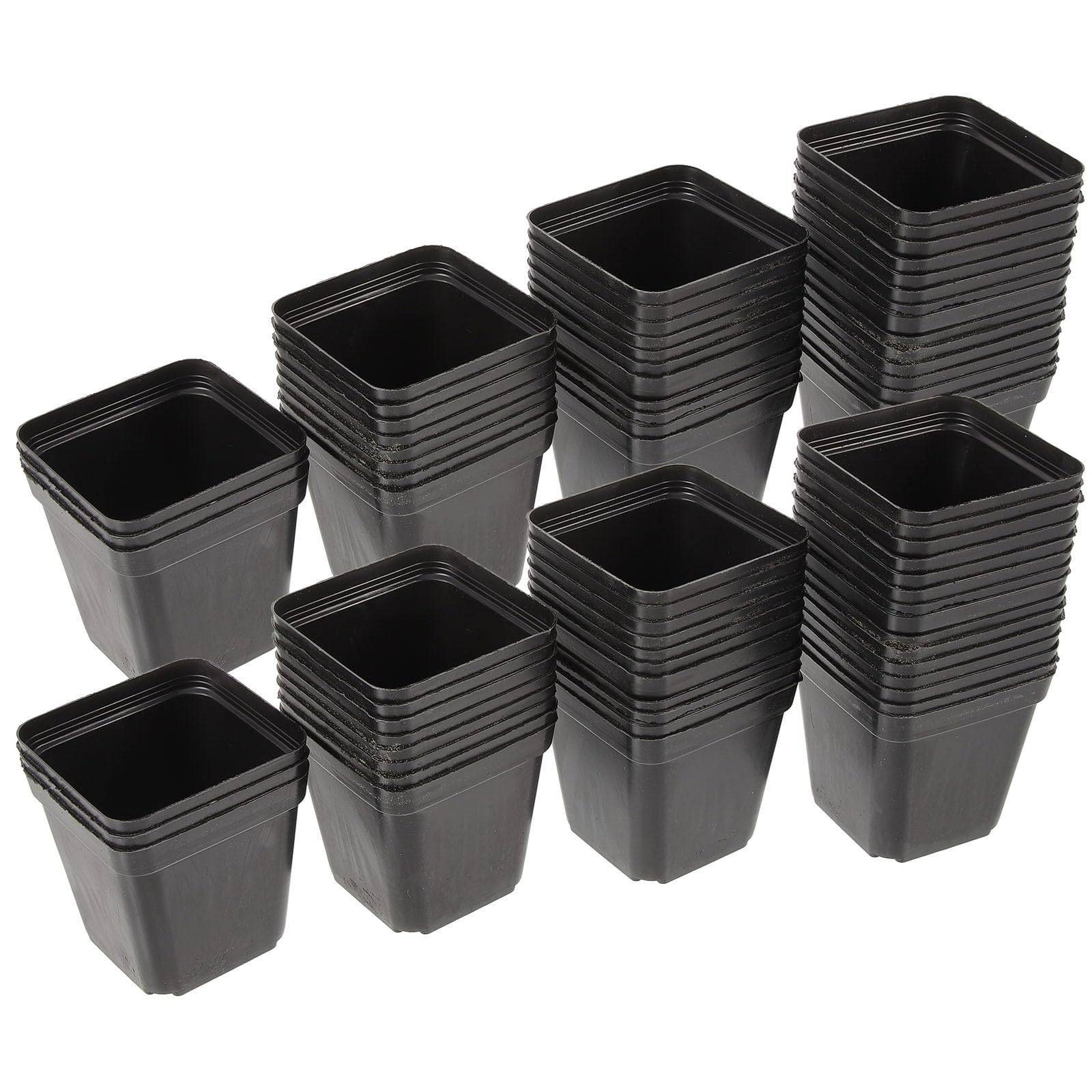 Housoutil 120 Pièces Pot Carré en Plastique Noir Léger avec Drainage, Réutilisable pour Semis et Culture de Succulentes, pour Jardinage et Plantation Moderne