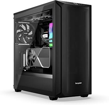 be quiet! Shadow Base 800 PC Case, Pure Wings 3 140 mm PWM Fans, USB 3.2 Gen. 2 Type-C, Maximum Airflow, Open-Mesh Design, E-ATX Motherboard, 420 mm Radiators, Tempered Glass Side Window