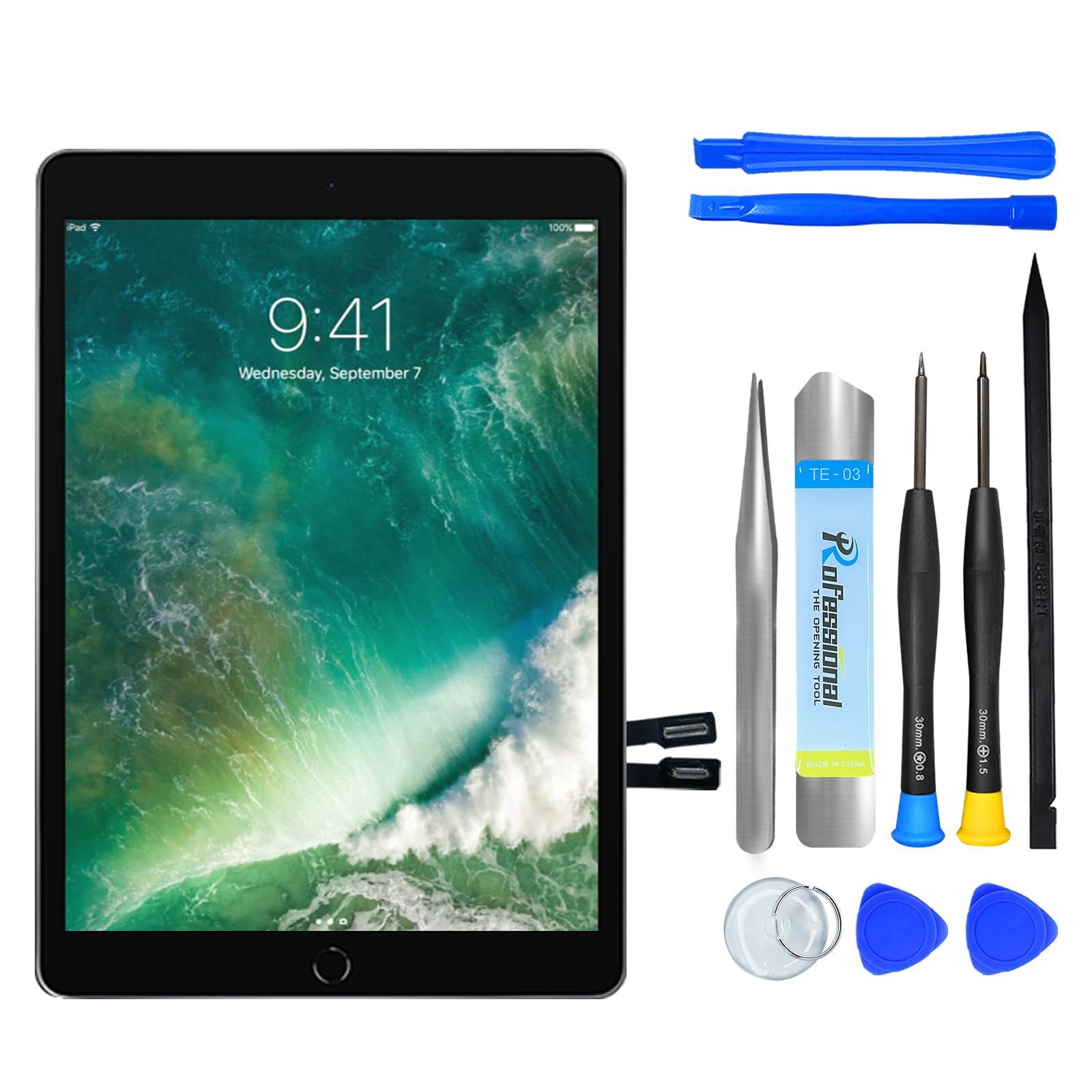 NB+ Écran Tactile pour iPad 5ème Génération 9.7” Écran de Remplacement 2017 Digitizer Adhésif Pré-installé,No Home Button(modèle:A1822 A1823 (Noir)