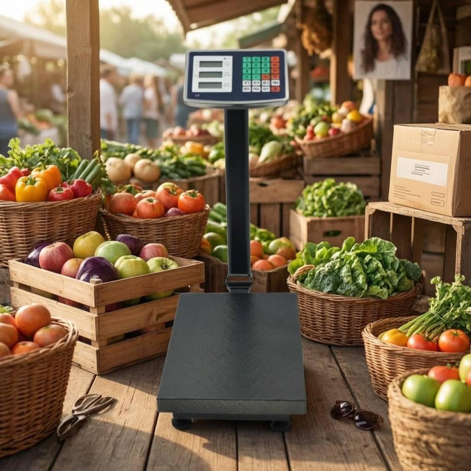 Bilancia Elettronica Ad Alta Precisione Display LED Bilancia Pieghevole da Negozio Multifunzione Attrezzatura Commerciale per Magazzino, Pulsanti In Acciaio, Schermo LCD, 150 Kg, 30x40 Cm