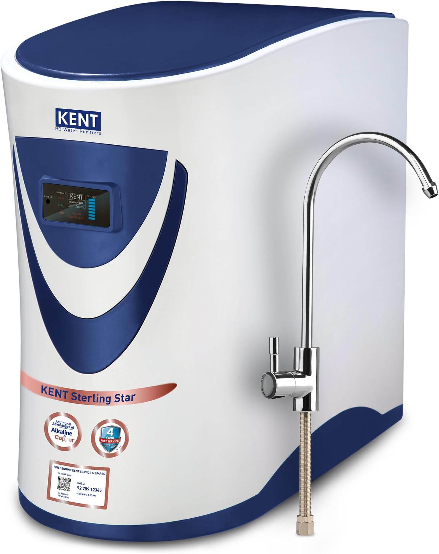 KENT Sterling Plus RO Water Purifier | Multiple Purification Process | RO + UV + UF + TDS Control | 6L Tank | 20 LPH Flow | Under the Counter | White