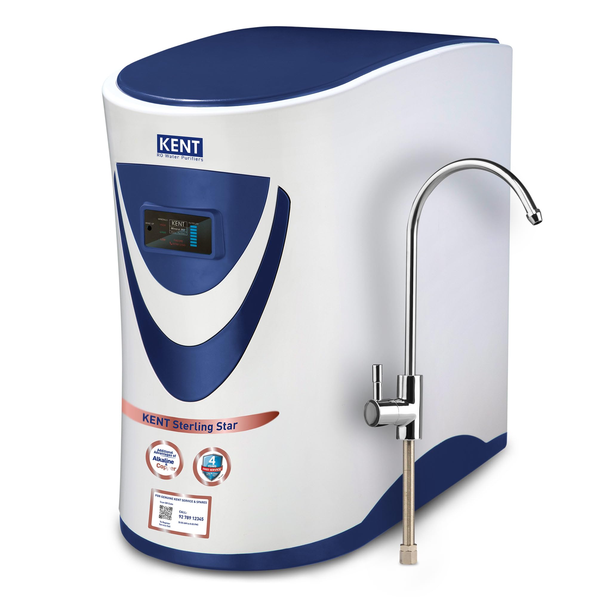 KENT Sterling Plus RO Water Purifier | Multiple Purification Process | RO + UV + UF + TDS Control | 6L Tank | 20 LPH Flow | Under the Counter | White