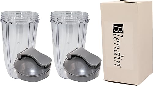 Miniatura 8 de Blendin Piezas de repuesto, compatibles con licuadoras Nutribullet 600W, 900W, NB-101B, 900 Pro Series (2 tazas colosales 2 tapas abatibles)