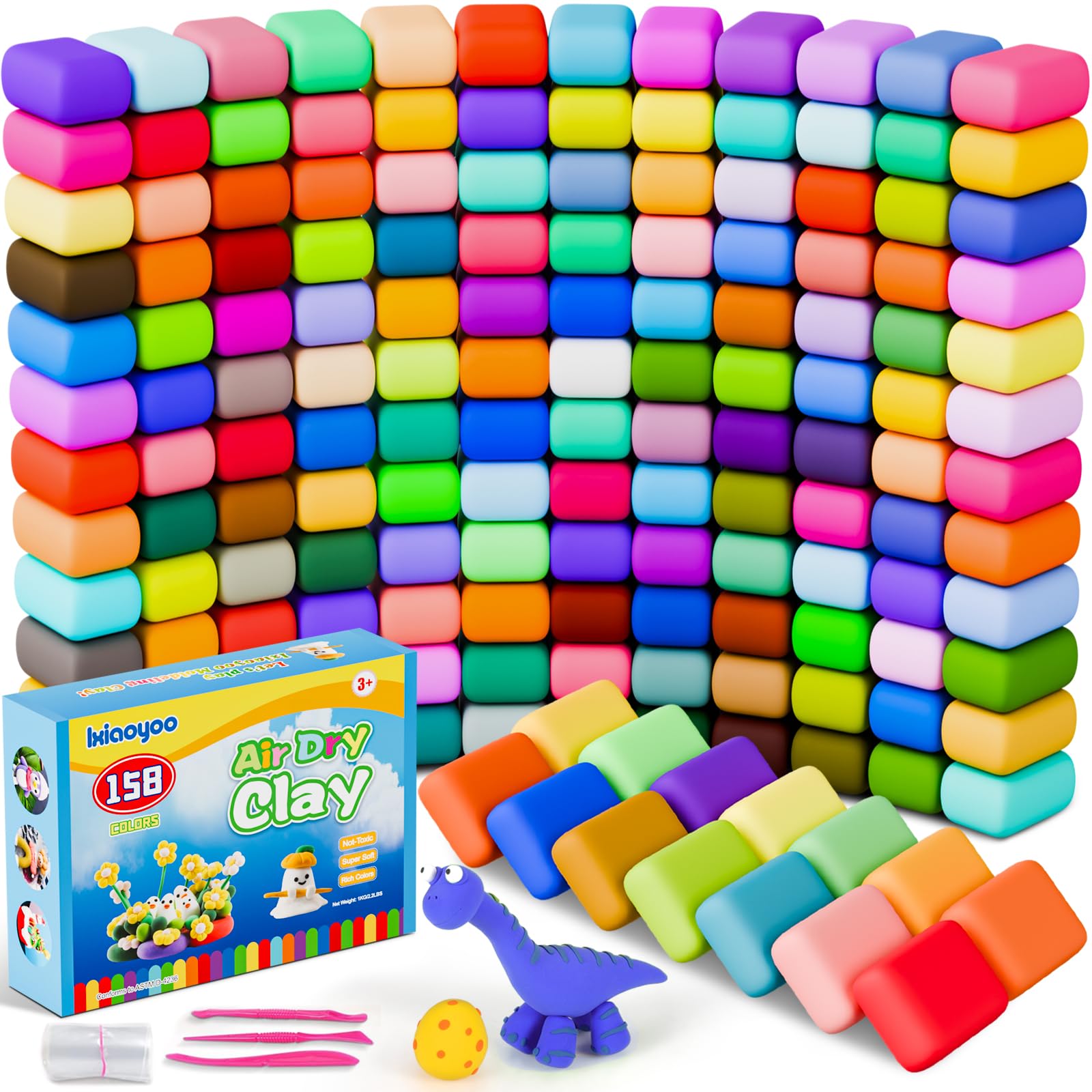 Amazon.com: Ixiaoyoo Air Dry Clay for Kids, 158 Colors Modeling