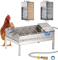 KHEARPSL 3-in-1 Automatic Stainless Steel Chicken Waterer & Feeder with Float Valve - Elevated Poultry Dispenser for Chickens Ducks Turkeys Quail