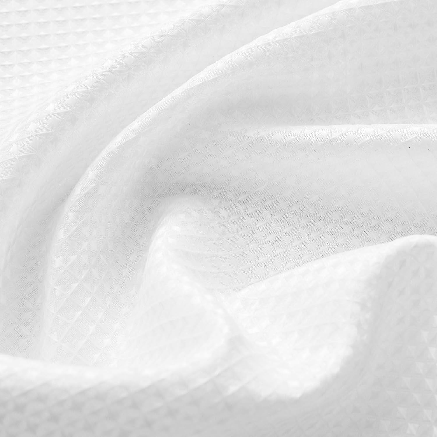 Home Queen White Waffle Bathroom Window Curtains, 36 W X 45 L Inch Each