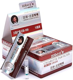 ZOBO Disposable Slim Cigarette Filters Three-Layer Microporous Multi-Filtering to Reduce Tar and Smoke Stains (120 Per Pack) Elegant and Stylish Design.