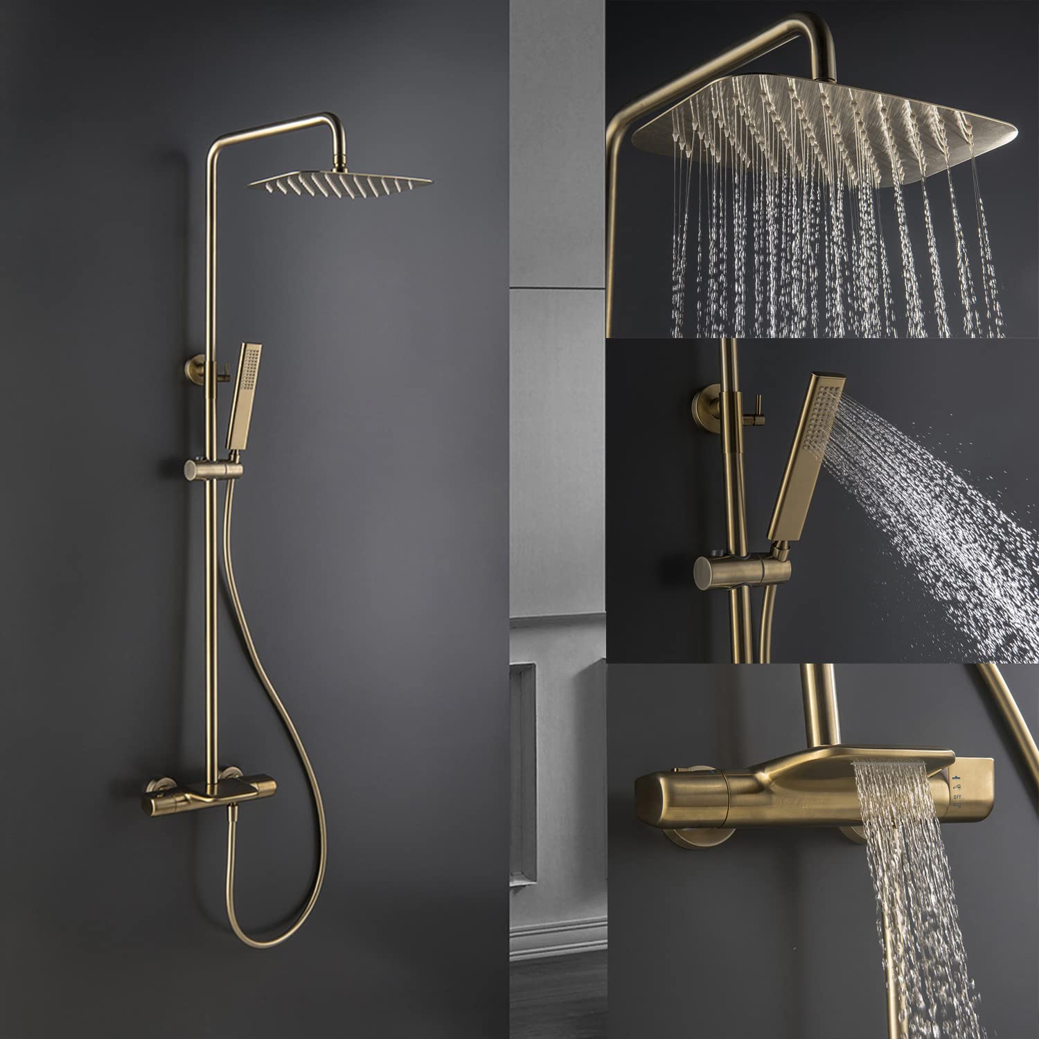Colonne de douche thermostatique or ensemble de douche réglable chic