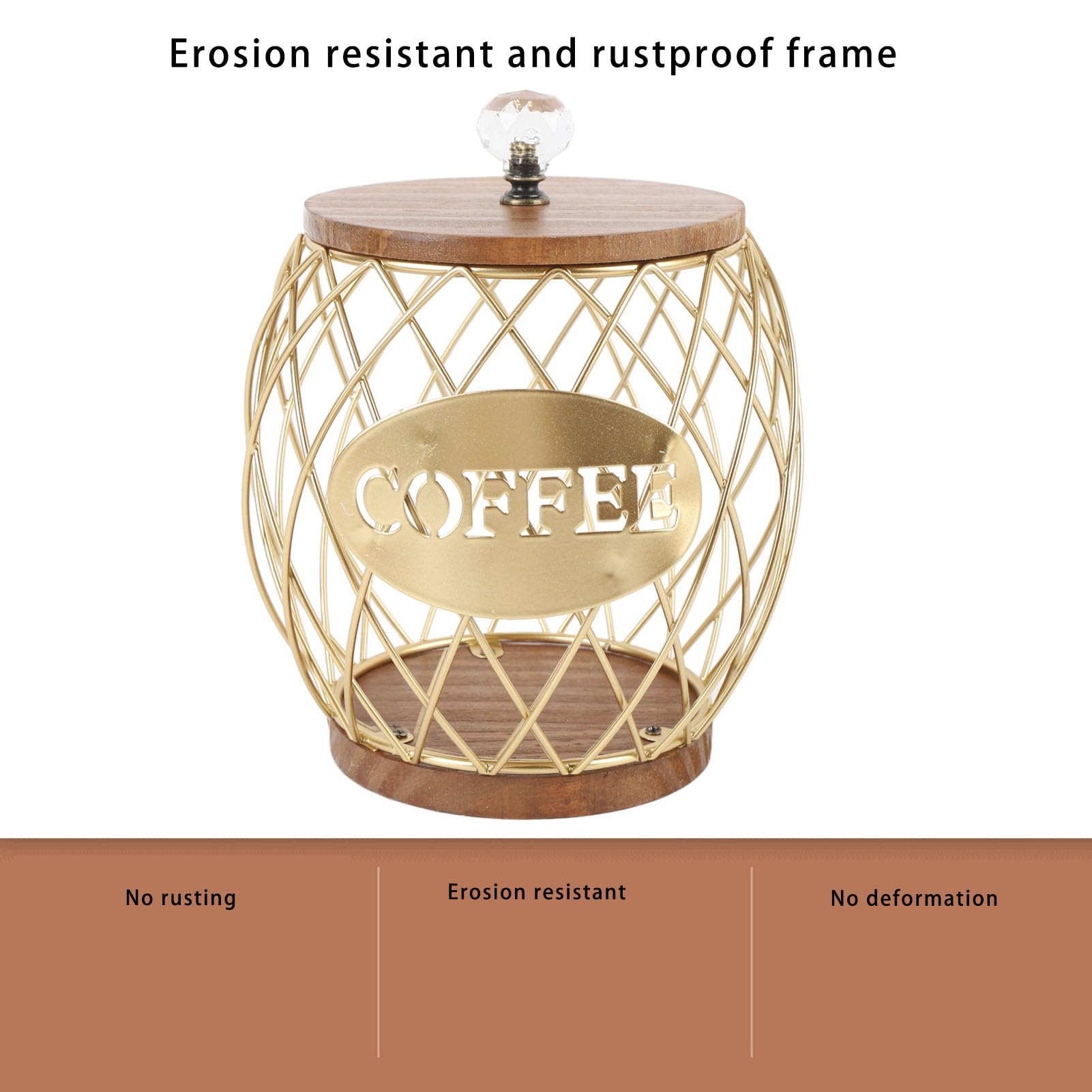 Porta Capsule di caffè a Forma di Frutta Elegante Porta Capsule di caffè con Base in Legno Coperchio Decorazioni per la Casa (Oro)