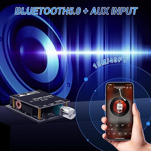 Miniatura 3 de ZK-1002 Bluetooth 5.0 Amplificador de Audio, 100W x 2 2.0 Canales Mini HiFi Amplificador de Potencia Receptor con Control de Volumen, Entradas BT y