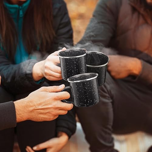 Miniatura 5 de 6 tazas de camping esmaltadas pequeñas, tazas de café, tazas de té, tazas de té portátiles vintage para fogata, tazas de campamento a granel con asa