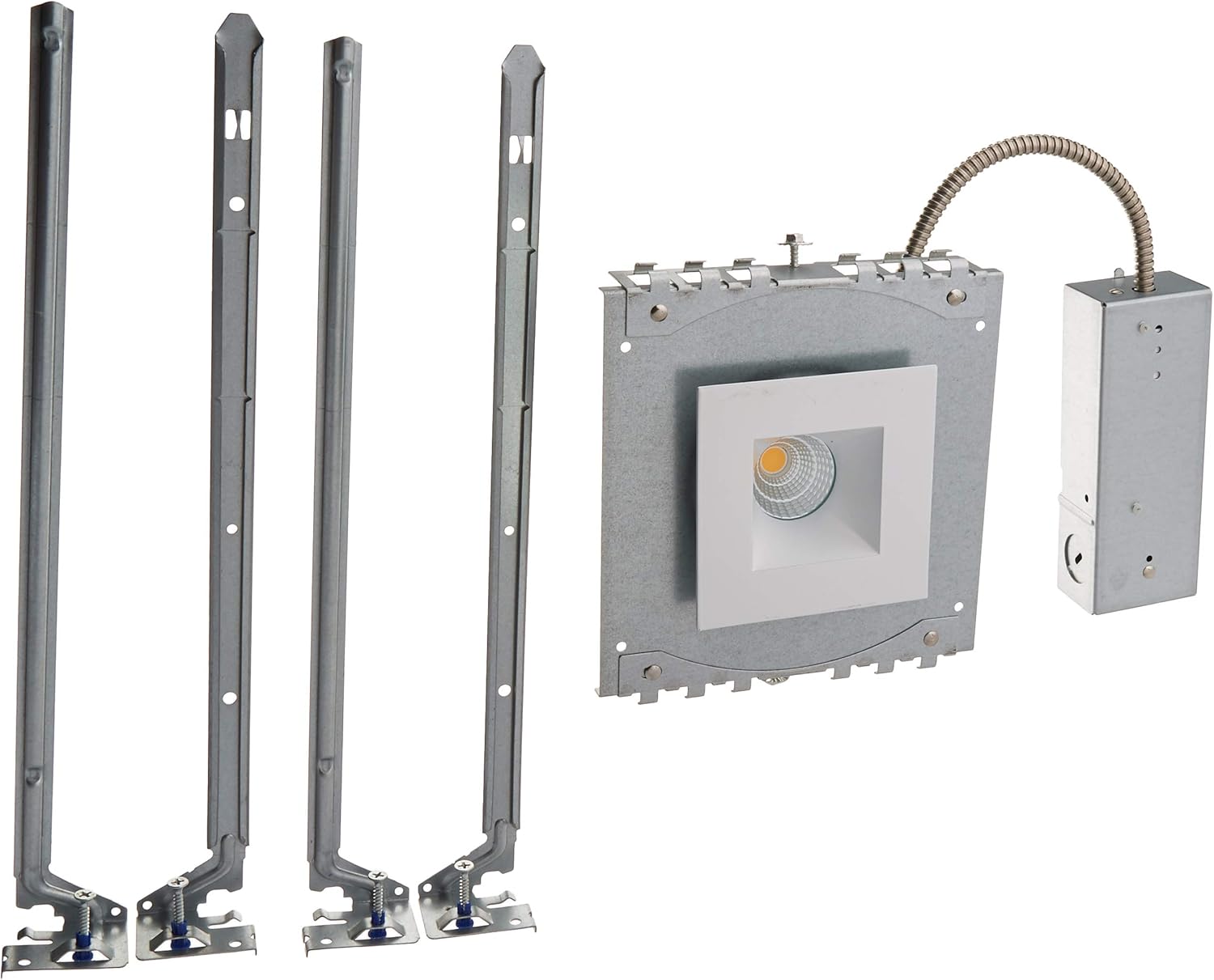 WAC Lighting R2BSD-F930-BN Oculux 2" LED Square Open Reflector Trim with Light Engine and Universal Housing in Brushed Nickel Finish Flood Beam, 90+CRI and 3000K