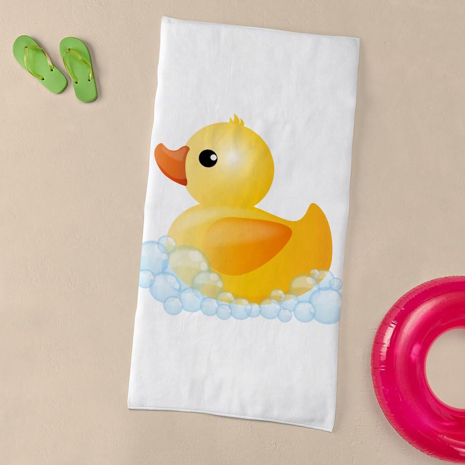 CafePress Rubber Duck 30"x60" Absorbent Cotton Back, Soft Beach, Pool Towel