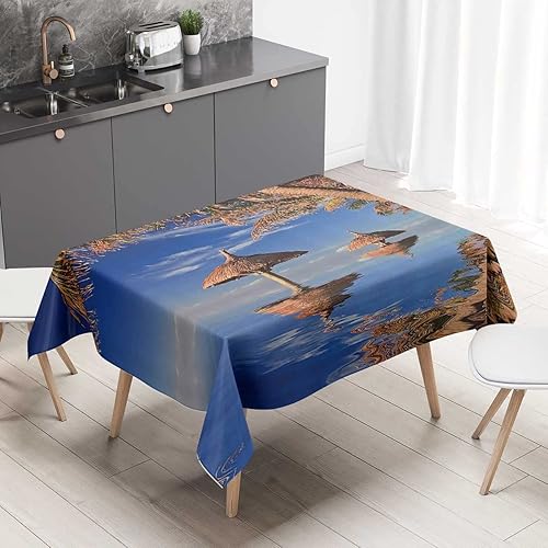 Apartment Decor Manteles De Mesa De Tela para Fiestas Blue Brownsmall Picnic Table Washable Water Resistance 54 X 54 Inch