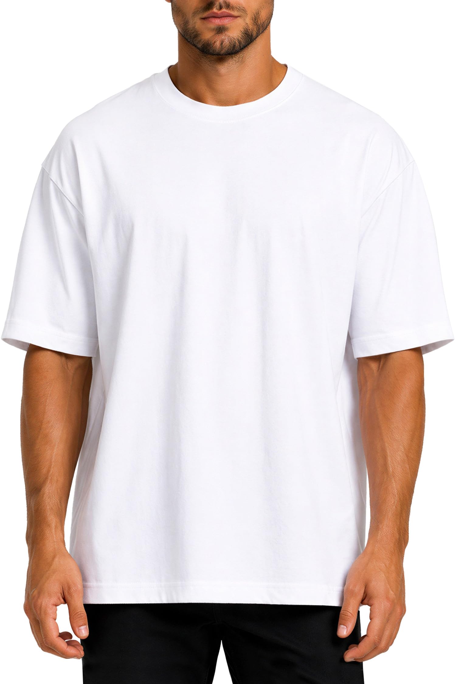 Reichstadt T-Shirt Uomo Oversize Basic Cotone Manica Corta Girocollo Casual | T-shirt oversize basic da uomo in cotone, manica corta e scollo rotondo, traspirante per look casual e tempo libero