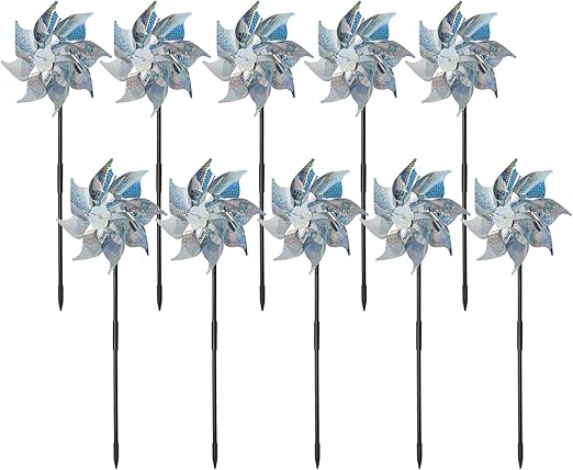 Garden Pinwheels 10pack,Reflective Pinwheels for Yard and Garden,Whirligigs Wind Spinners