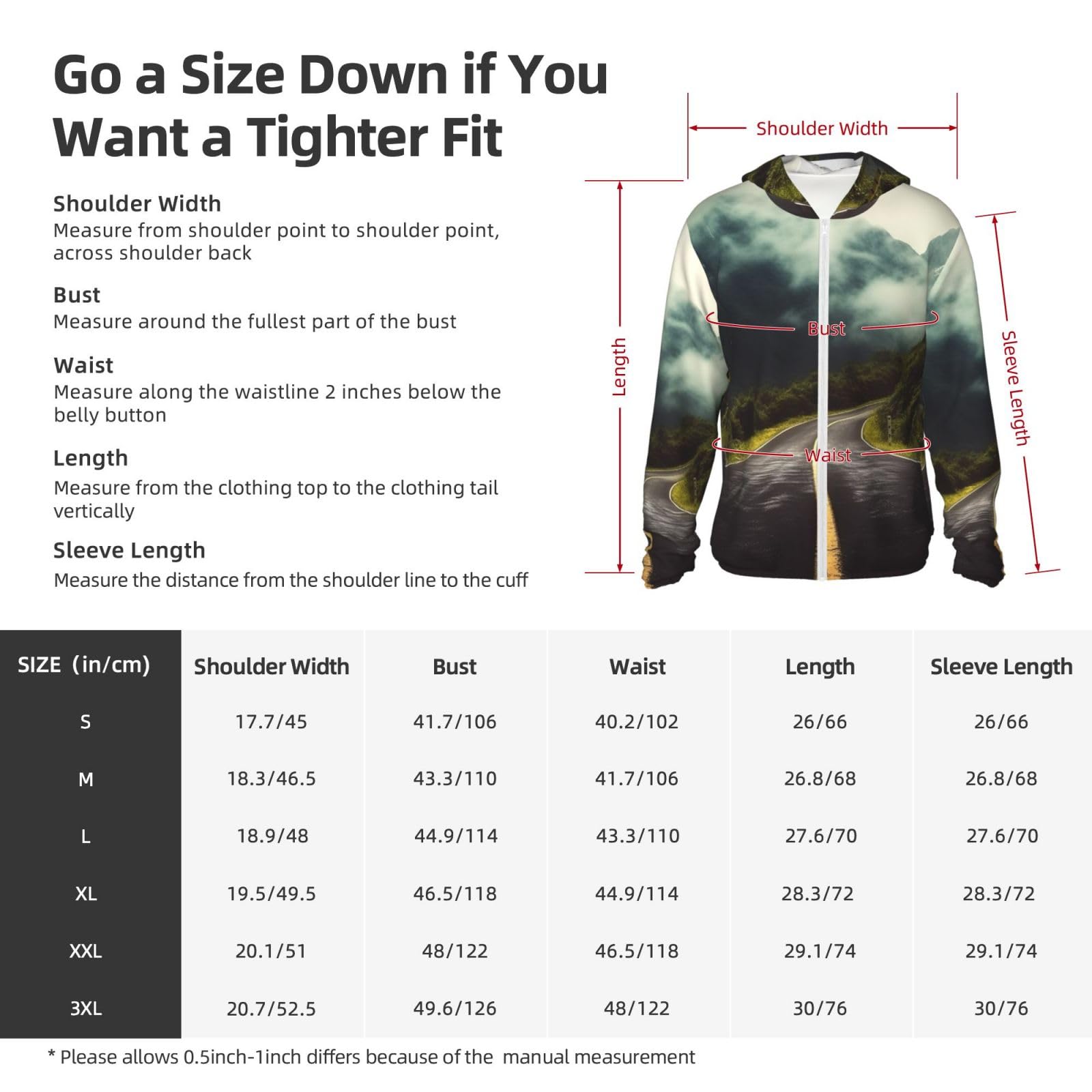 LZQPOEAS Sun Protection Hoodie Deep mountain road Jacket Lightweight Long Sleeve Sun Shirts for Outdoor Hiking Medium