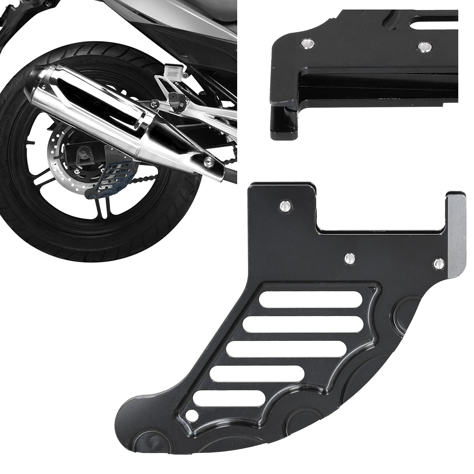OUKENS Protezione disco freno posteriore, protezione disco freno CNC, protezione disco pinza freno posteriore moto sostitutiva per Husqvarna 125-501 TE/FE/FC/TC 2014-2017(Nero)