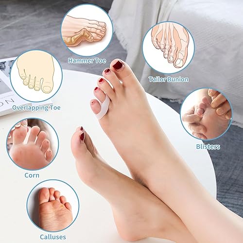 Miniatura 6 de Separador de dedos pequeños de gel de dos agujeros, 12 piezas espaciadores de dedos pequeños para superponer los dedos, callos, ampollas, aliviar el