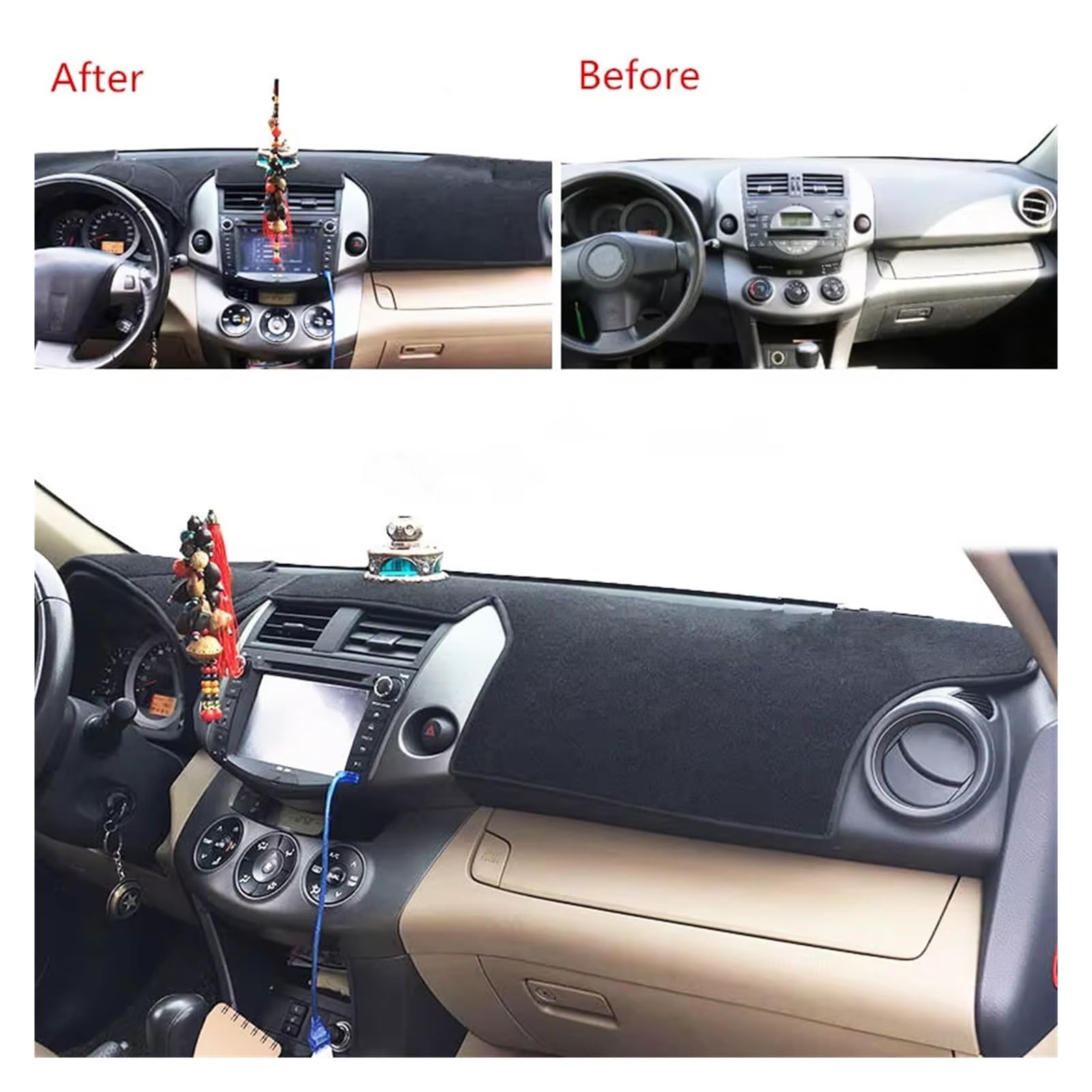 Tapis Tableau Bord intérieur Voiture pour Toyota pour RAV4 XA30 2006-2012 Dashmat Tableau Bord Couverture Dash Pare-Soleil Tapis Accessoires Voiture Style(Black(Black Edge) RHD)
