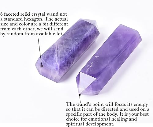 Miniatura 4 de AMOYSTONE Torres de obelisco de cristal curativo grande, varita de punto de fluorita violeta púrpura para decoración del hogar, curación de reiki,