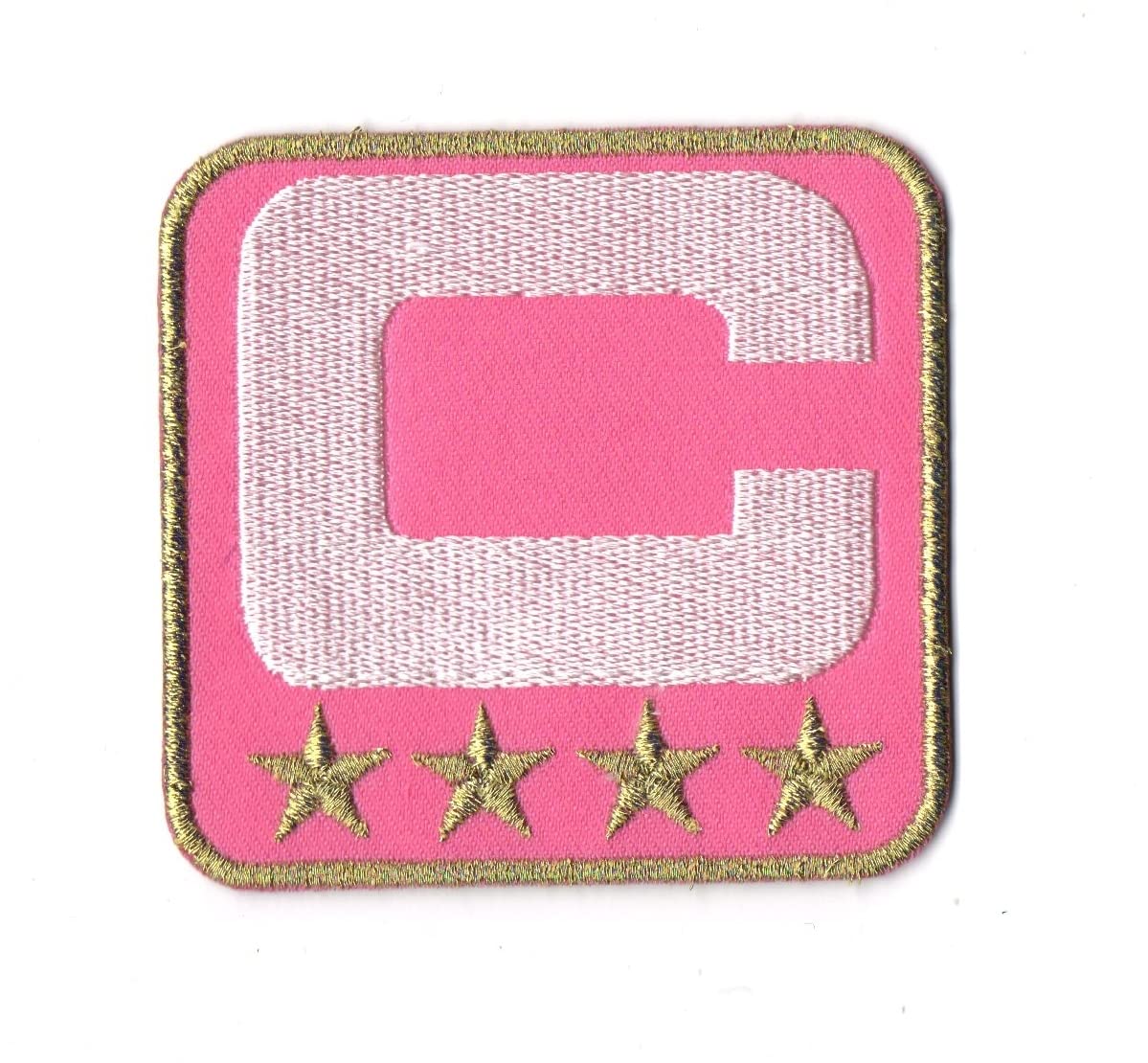 Captain C Patch Pink Iron on (4 Gold Stars) Football Soccer Baseball Hockey Sports Embroidered for Hat Shirt Jacket Jeans Cap Size About 2.70x2.70 Inch A224