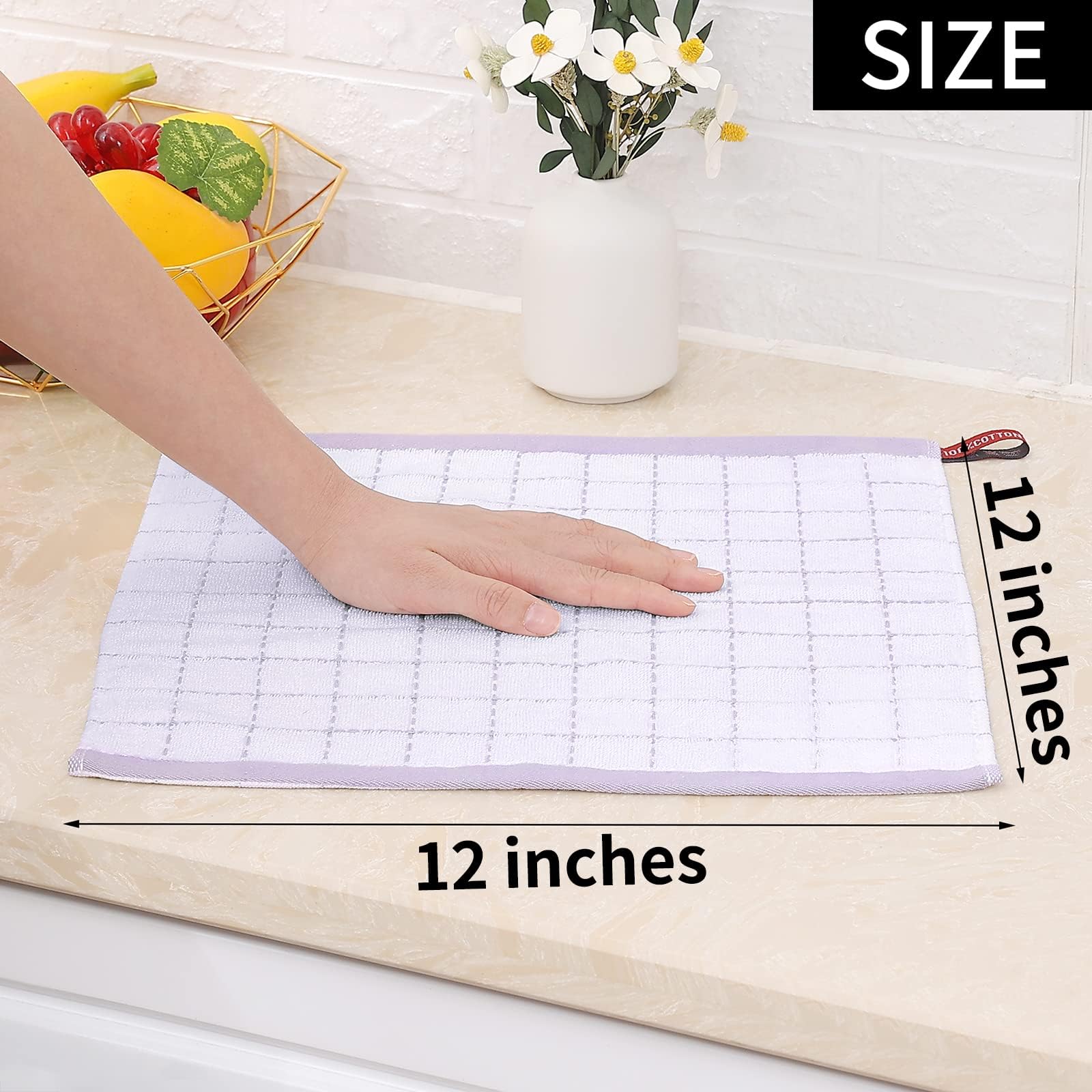 Homaxy Lot de 8 torchons de Cuisine en Tissu éponge 100% Coton, Blanc
