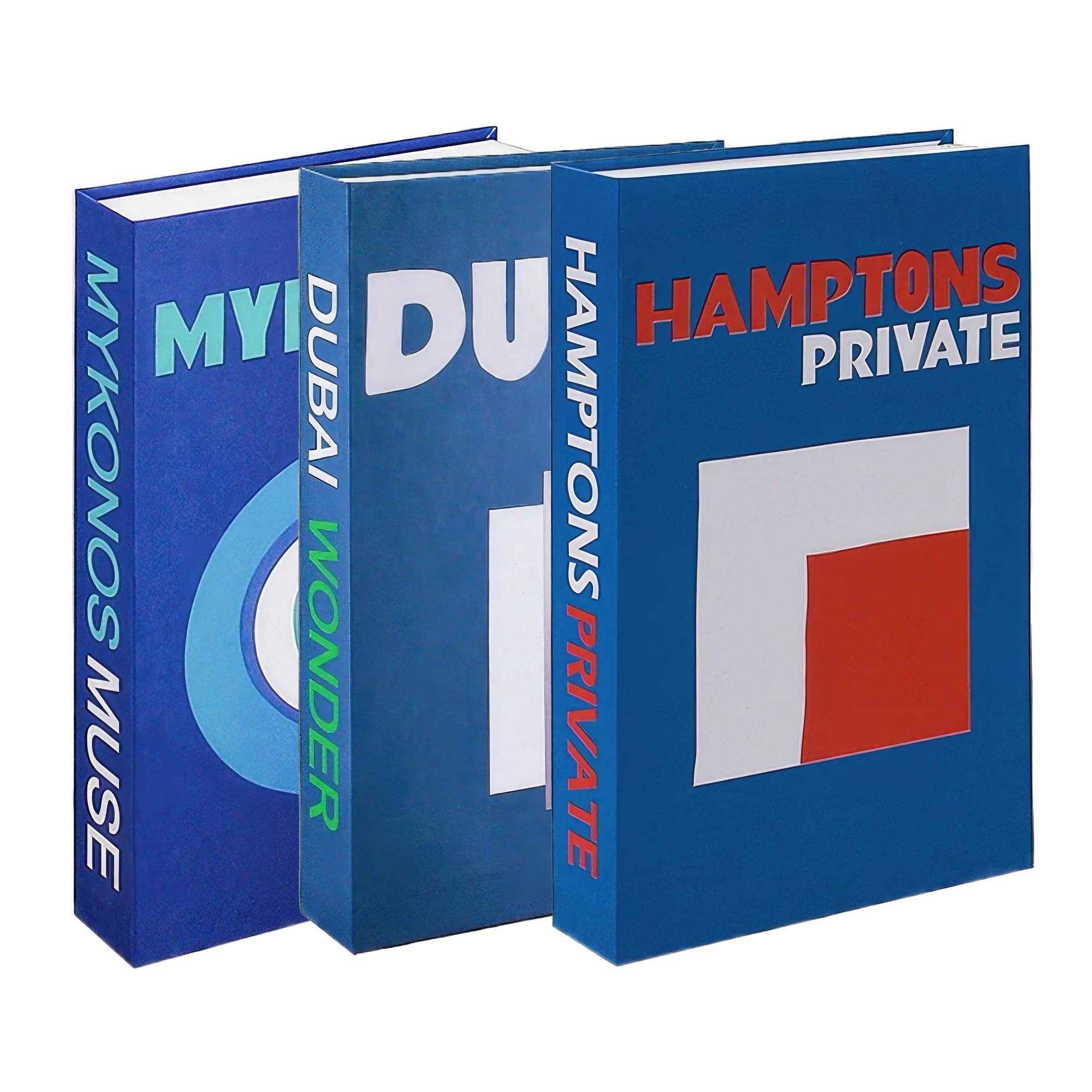 Travel Theme Decorative Book Set of 3 Fake Books for Coffee Table Living Room Display