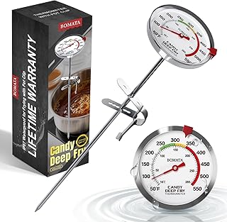 BOMATA Waterproof IP67 Candy Thermometer with Pot Clip, Deep Fry Oil Thermometer with Upgraded 2.5in Large Display for Cooking, Food, Turkey, BBQ, Grill... Mth400