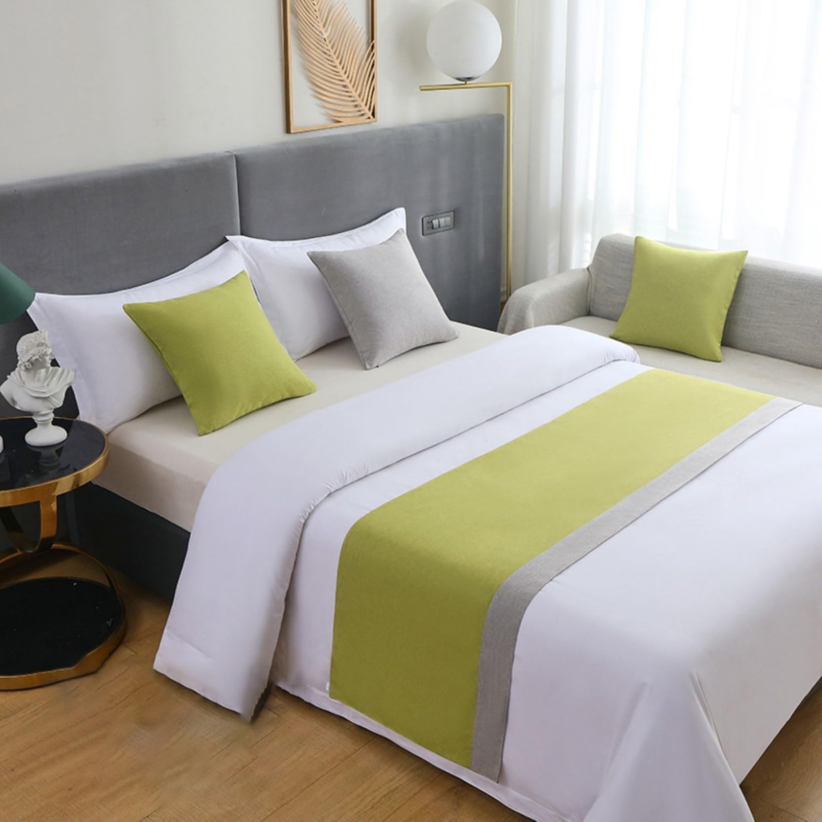 HLASMSPE Matching Cushion Cover with Core, Pillow Car Seat Cushion for Sofa Chair Bed Couch, Yellow Grey, 45x45cm cushion cover with core — image 1